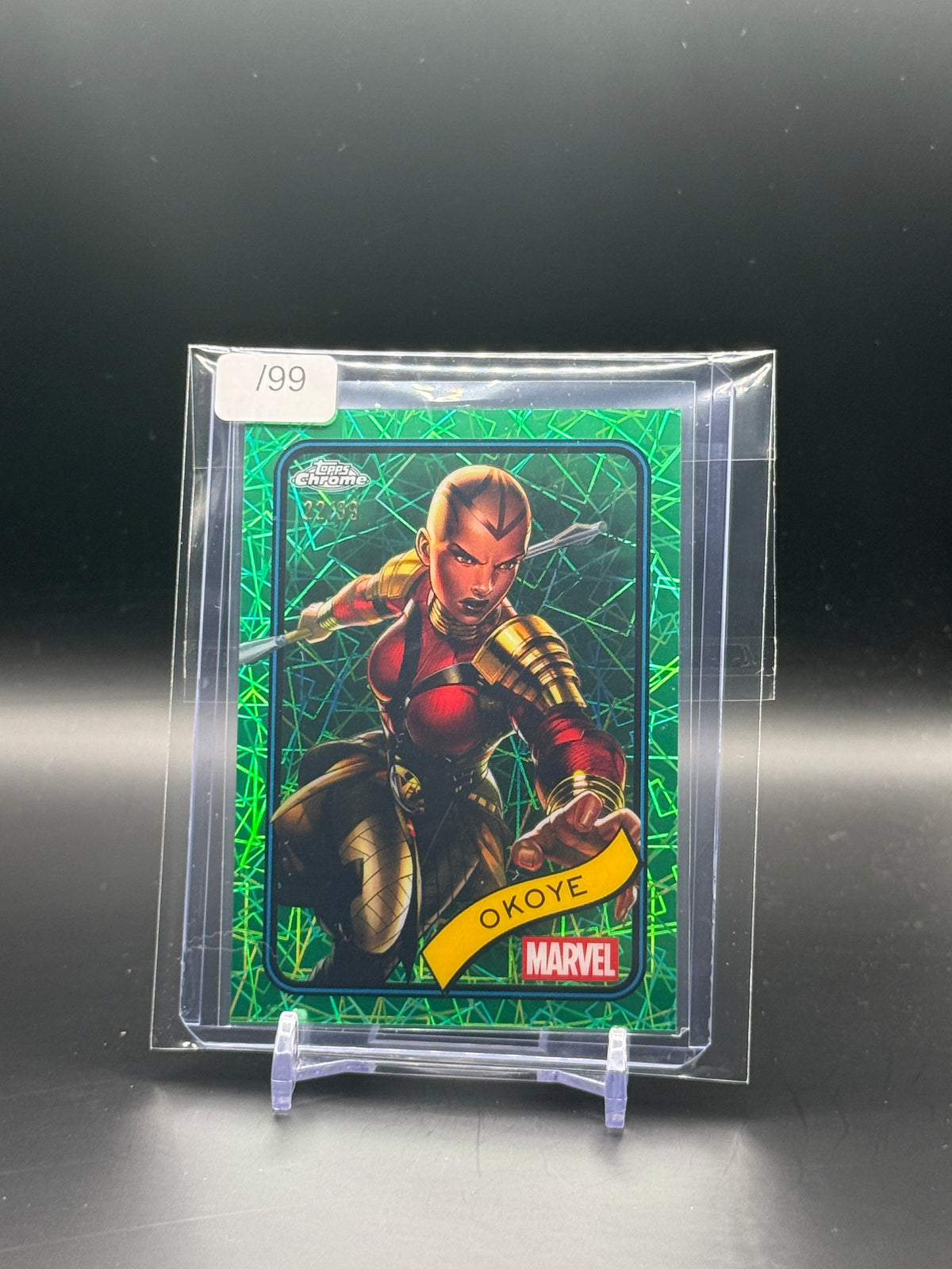 2025 Topps Chrome Marvel Comics Okoye Hulk Green Lazer 22/99