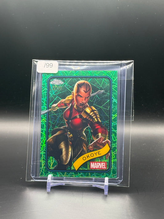 2025 Topps Chrome Marvel Comics Okoye Hulk Green Lazer 22/99