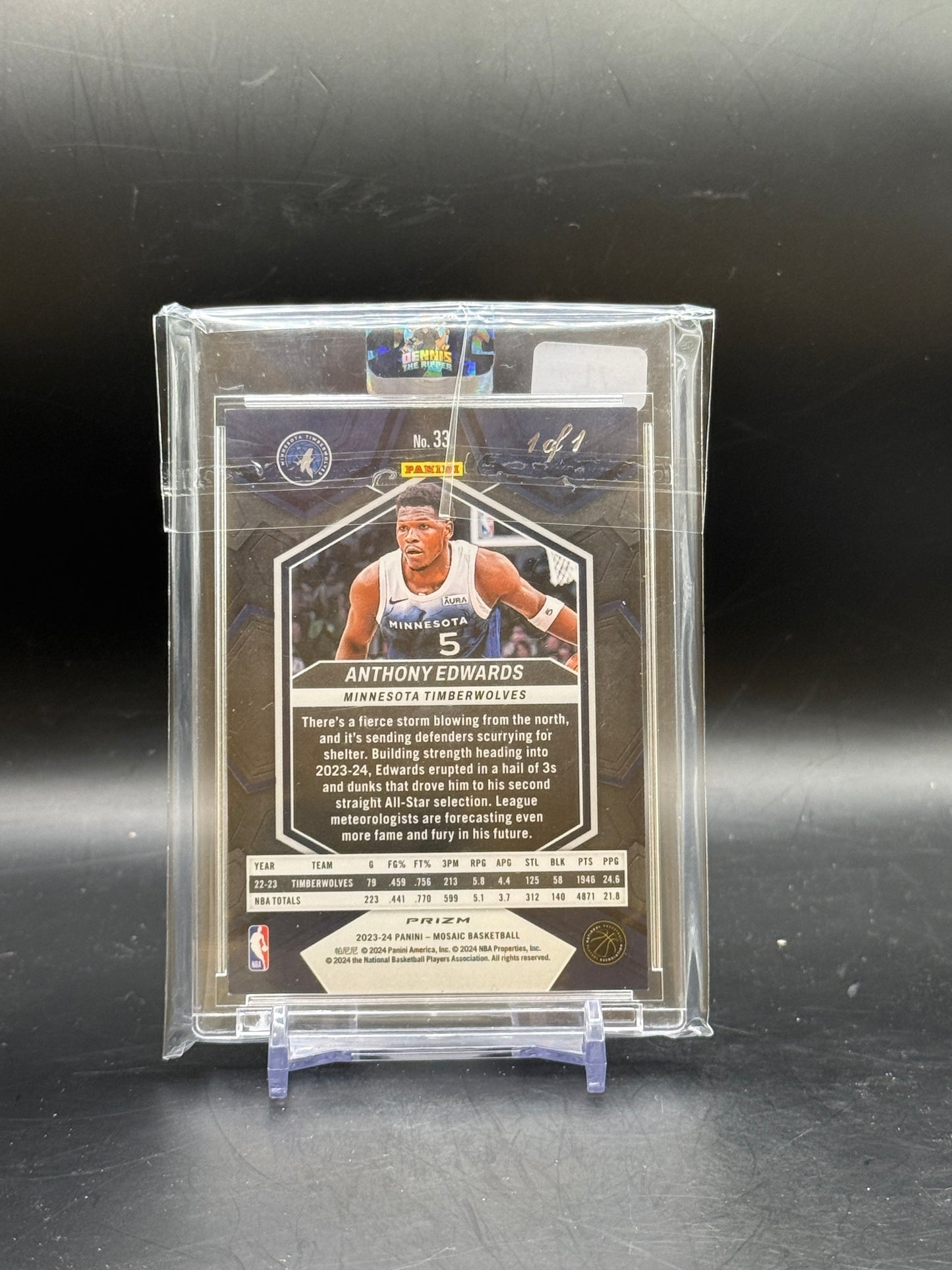 2023-24 Panini Mosaic NBA Anthony Edwards Minnesota Timberwolves Prizm Black 1/1