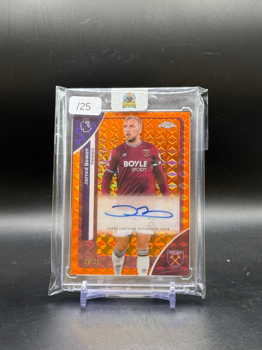 2026 Topps Chrome Premier League Jarrod Bowen West Ham Geometric Orange Auto 09/25
