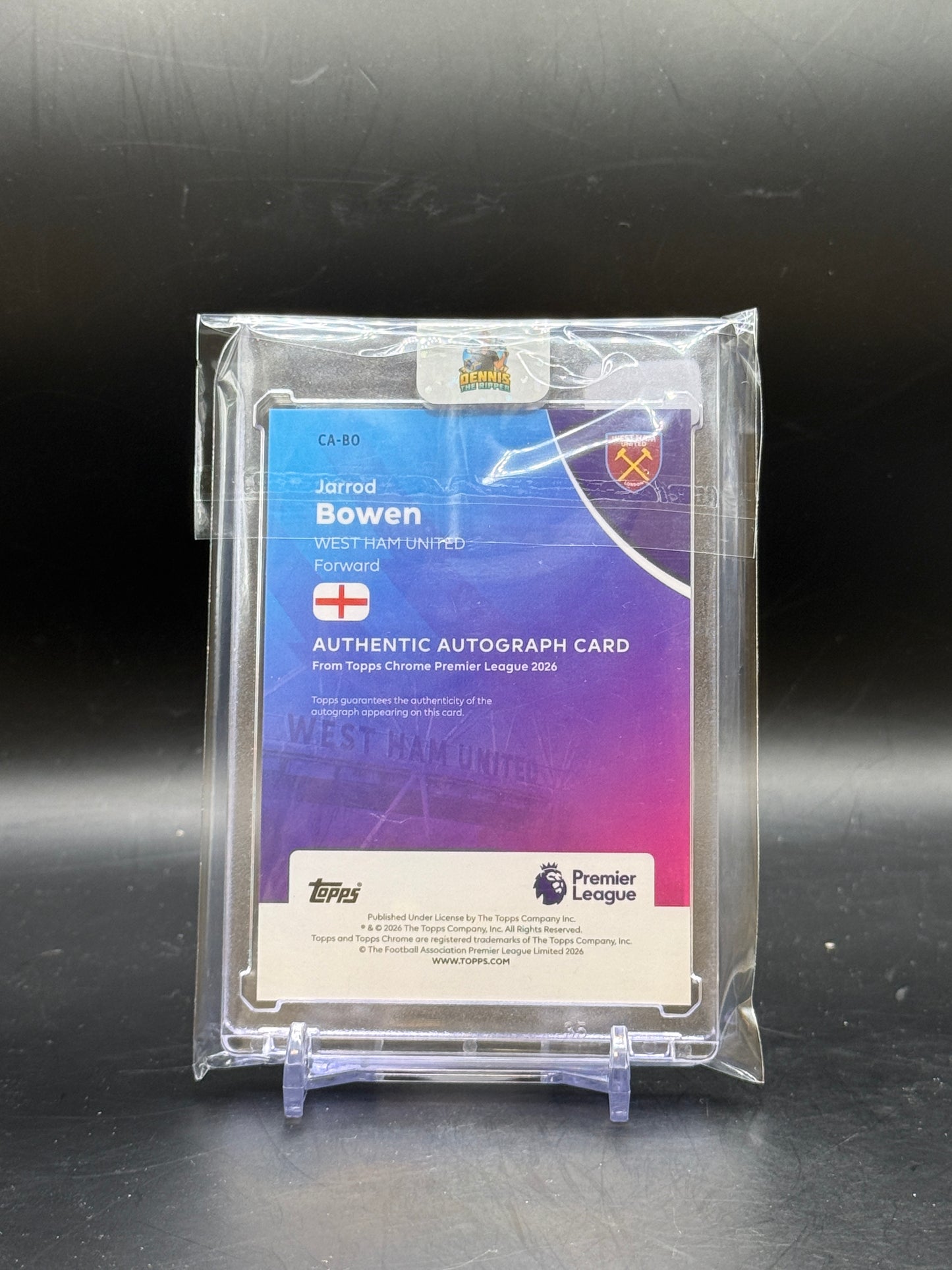 2026 Topps Chrome Premier League Jarrod Bowen West Ham Geometric Orange Auto 09/25