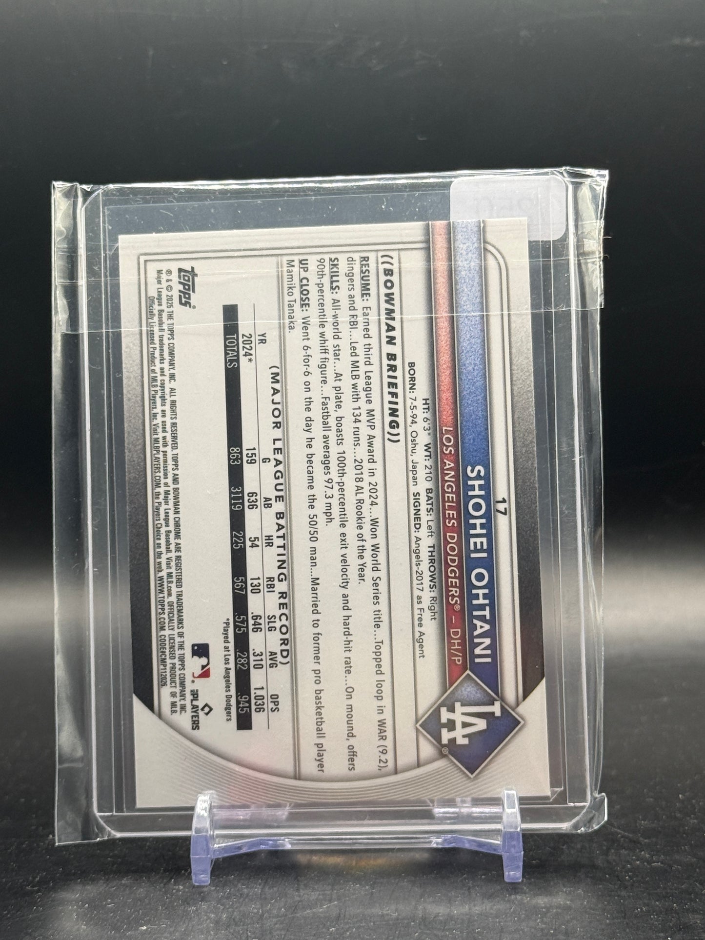 2025 Topps Bowman Chrome MLB Shohei Ohtani Los Angeles Dodgers Purple Geometric 174/250