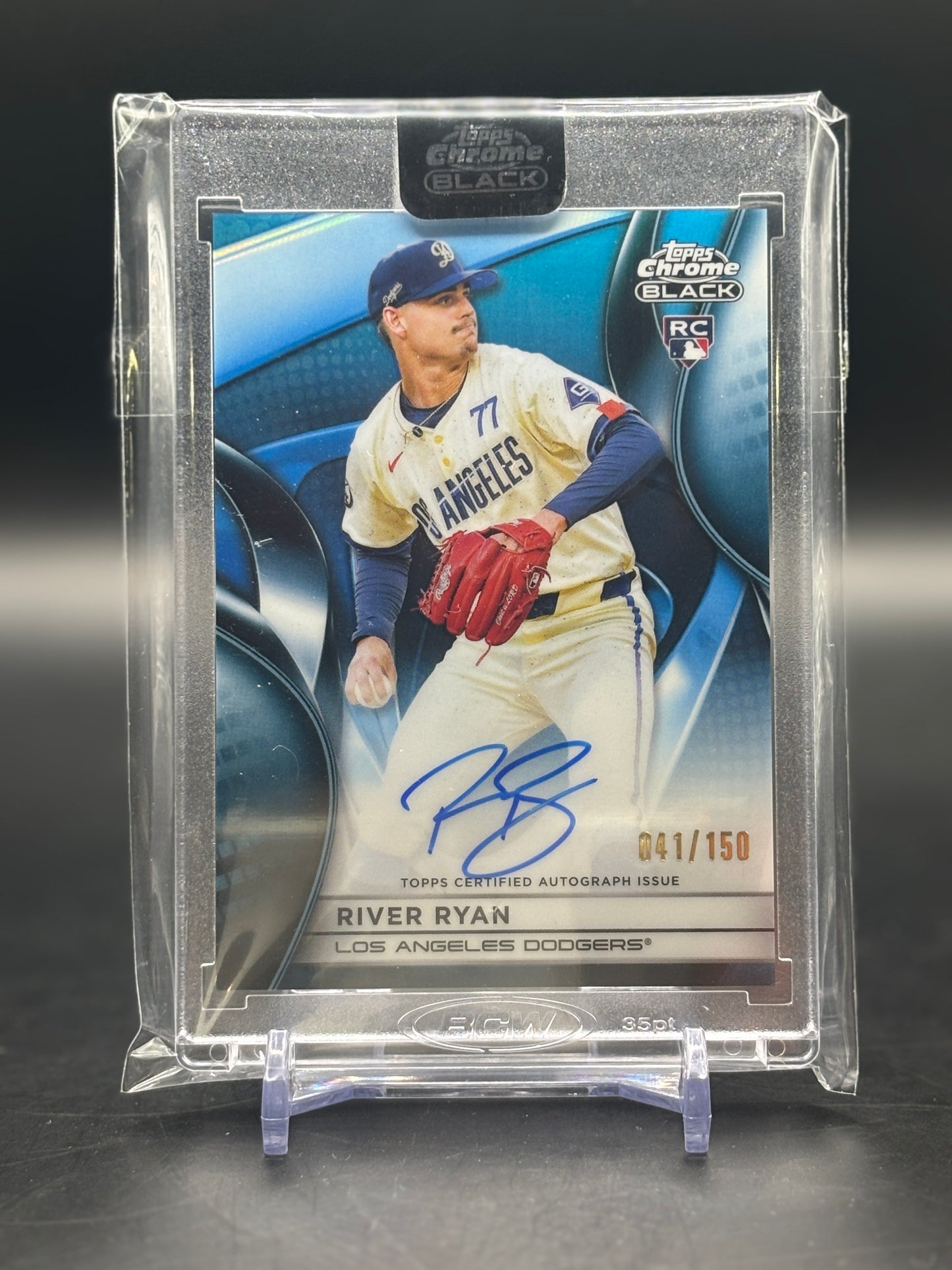 2025 Topps Chrome Black River Ryan Blue Auto 041/150