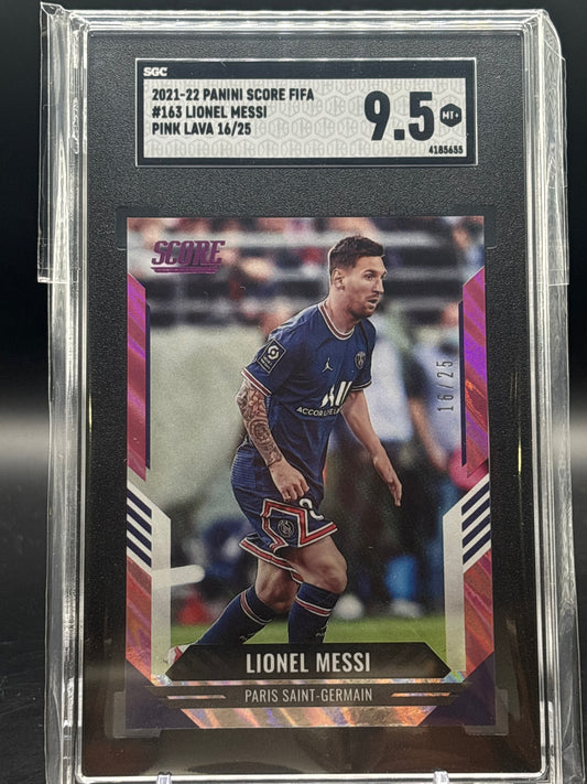 2021/22 Panini Score FIFA Lionel Messi Pink Lava 16/25 SGC 9.5 4185655
