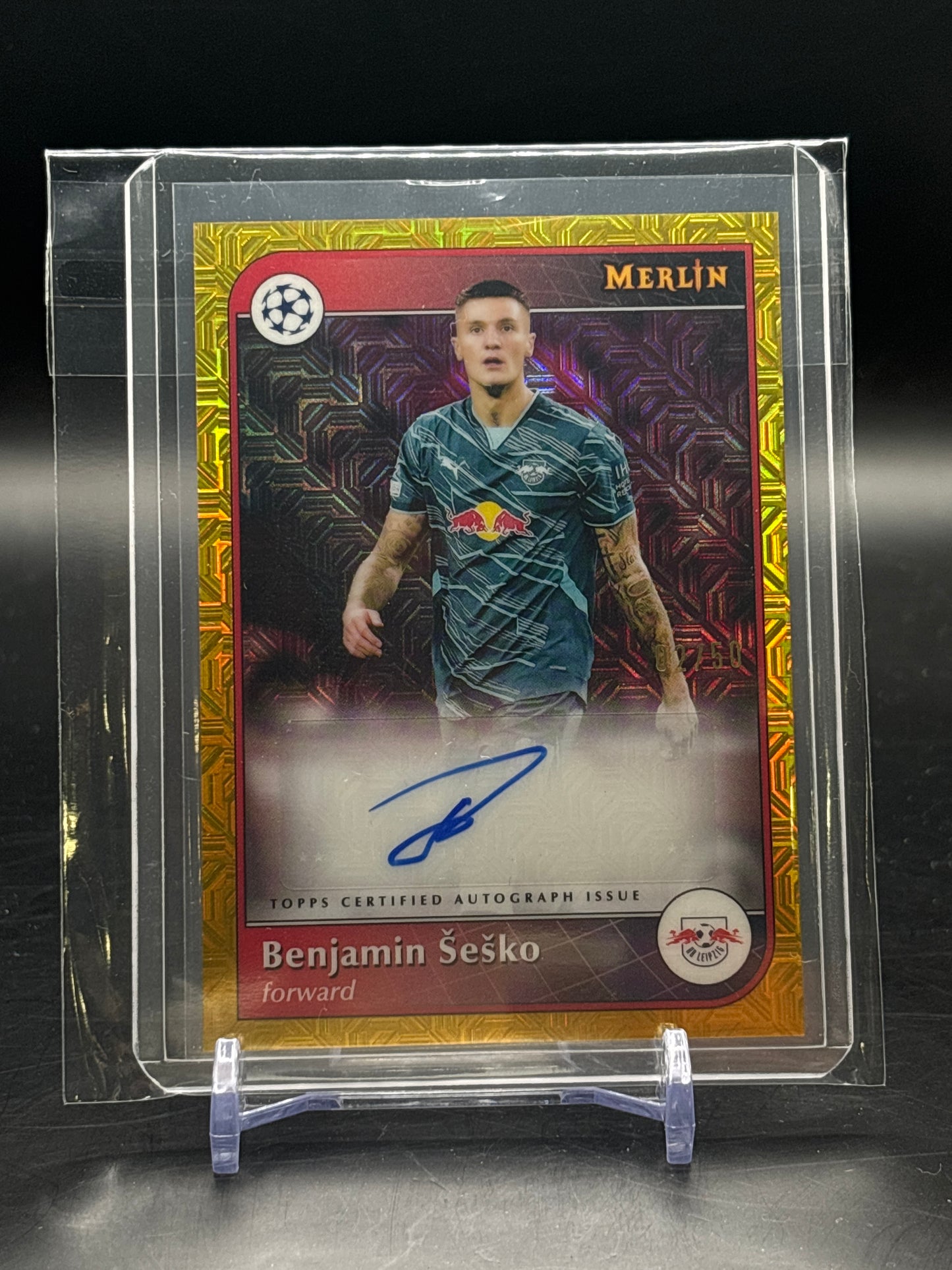 2024/25 Topps Merlin Benjamin Sesko Gold Mojo Auto 02/50
