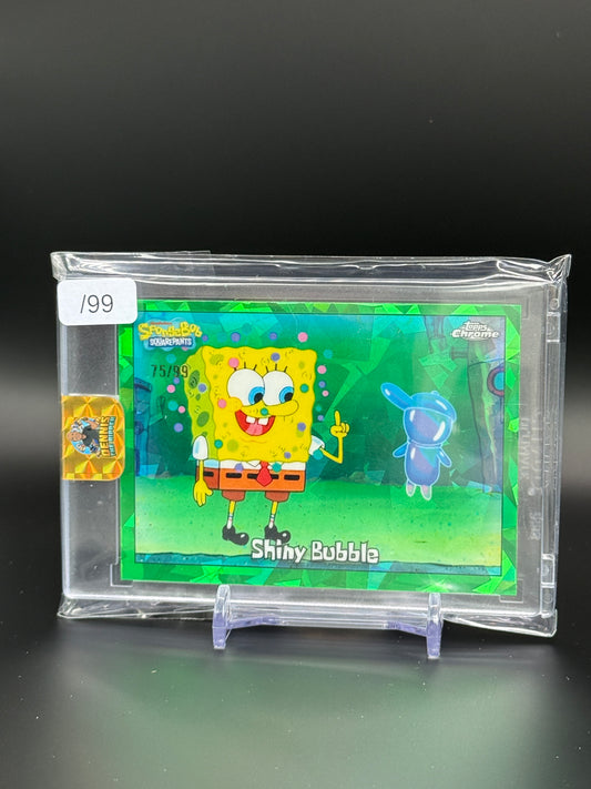 2025 Topps Chrome Sapphire Spongebob Shiny Bubble Green 75/99
