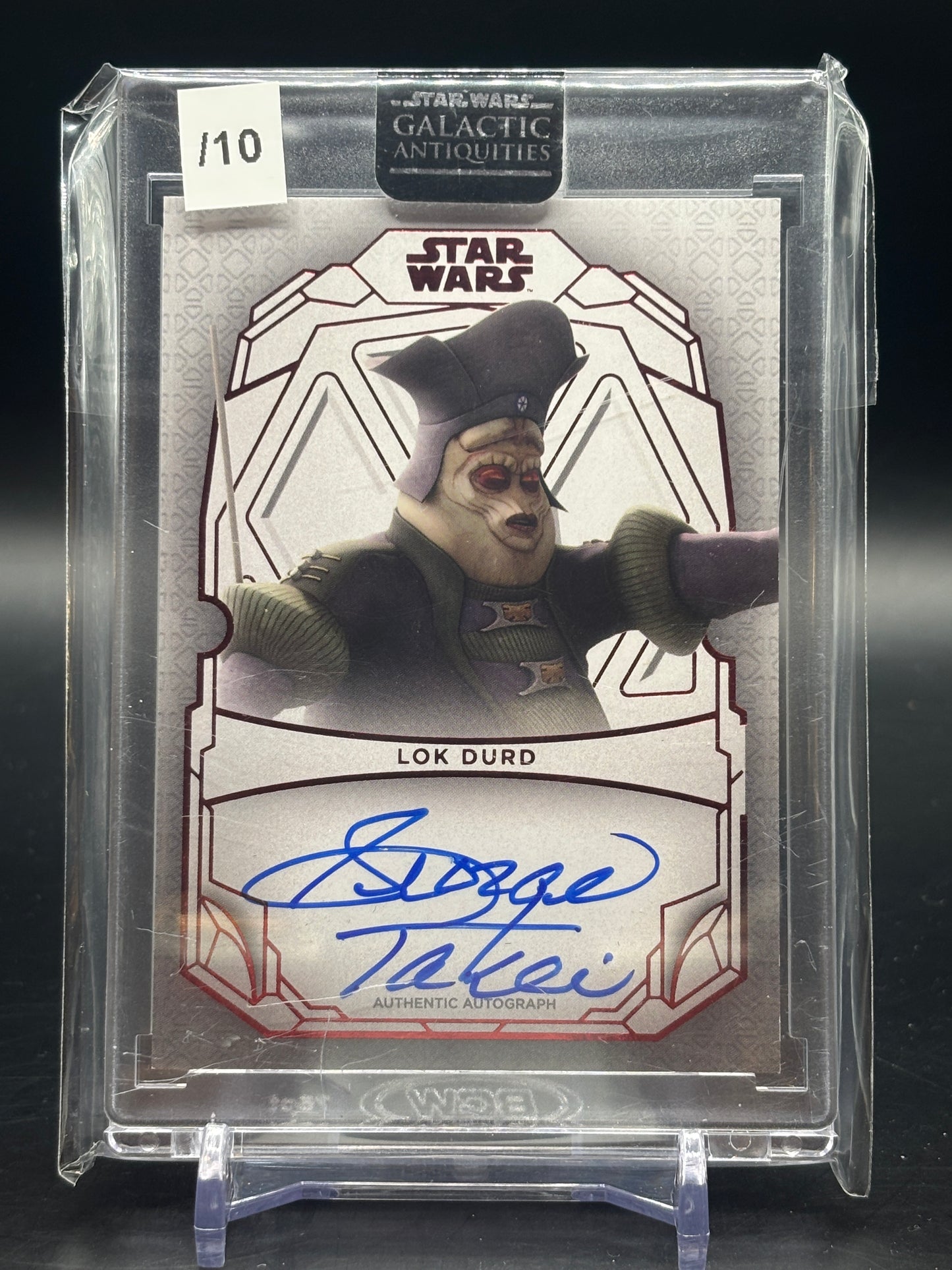 2024 Topps SW Galactic Antiquities Lok Durd - George Takai Red Auto 03/10