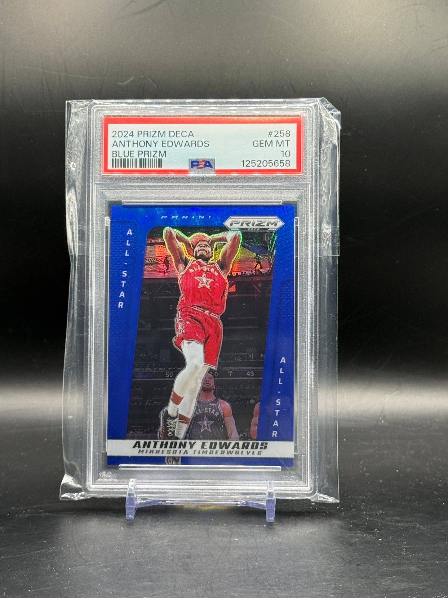 2024-25 Panini Prizm Deca NBA Anthony Edwards Minnesota Timberwolves Blue Prizm PSA 10 125205658