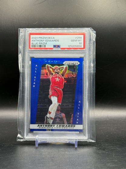2024-25 Panini Prizm Deca NBA Anthony Edwards Minnesota Timberwolves Blue Prizm PSA 10 125205658