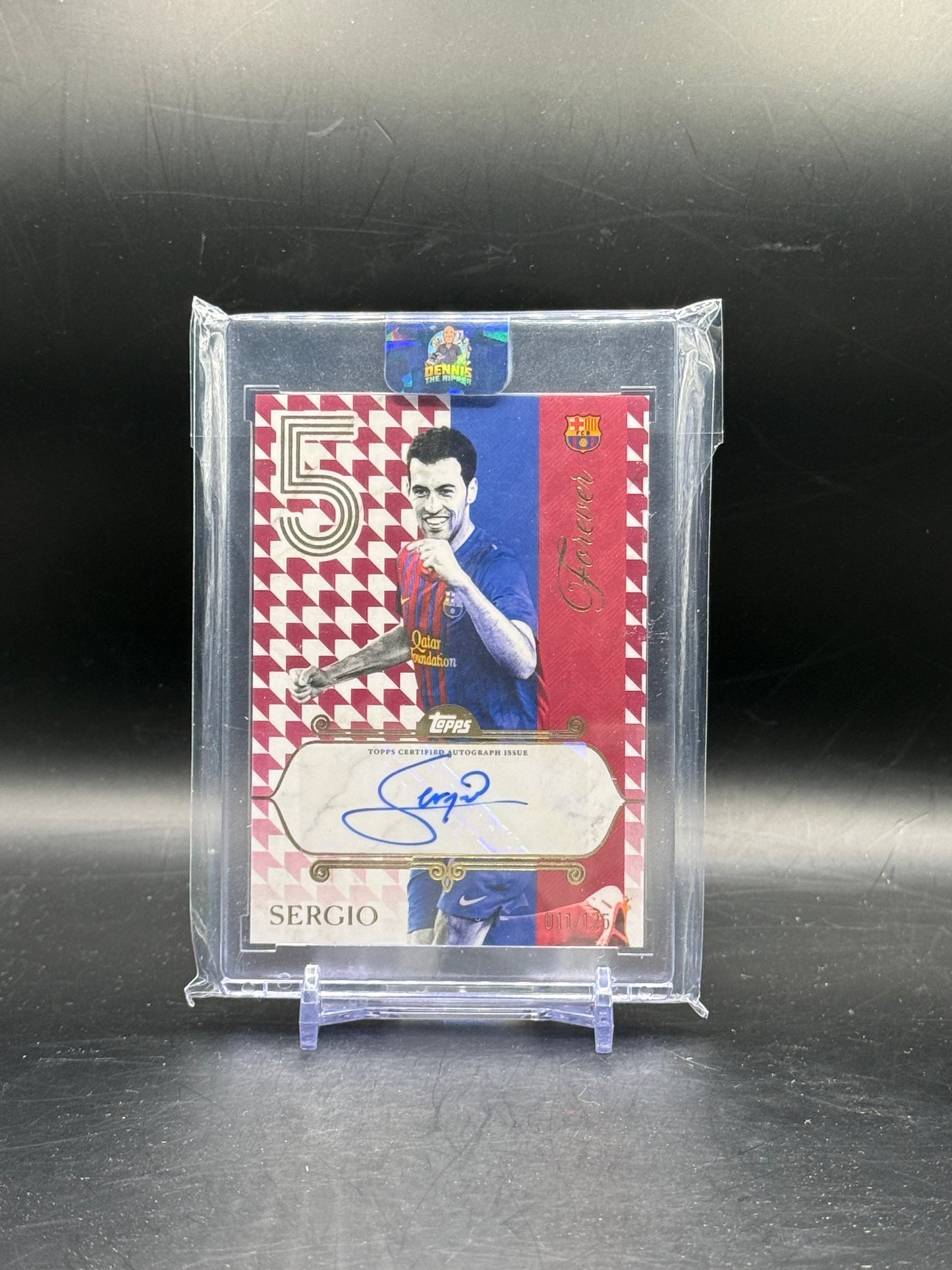 2025-26 Topps Barcelona Forever Sergio Busquets Kit Burgundy Auto 11/125
