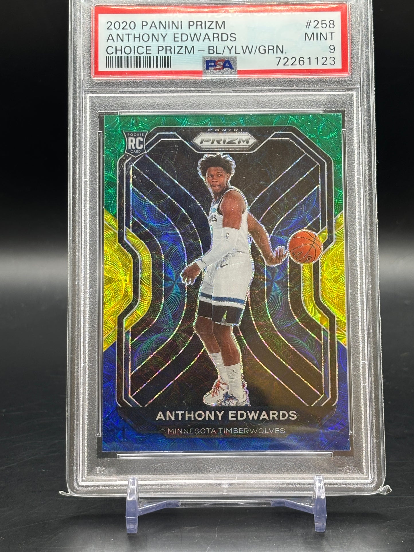 2020 Panini Prizm Anthony Edwards Blue Yellow Green Choice PSA 9 72261123