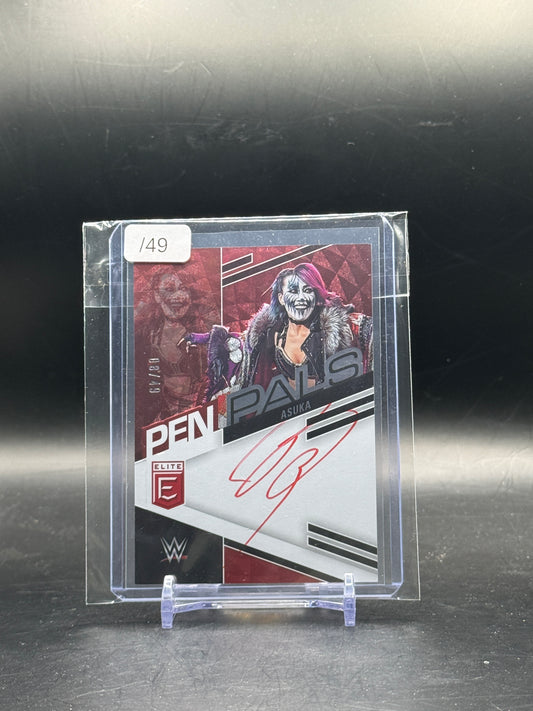 2023 Panini Donruss Elite WWE Asuka Pen Pals Red Auto 08/49