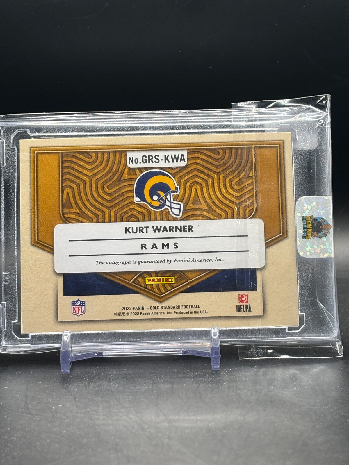 2022 Panini Gold Standard NFL Kurt Warner Los Angeles Rams Violet Gold Records Auto 01/10