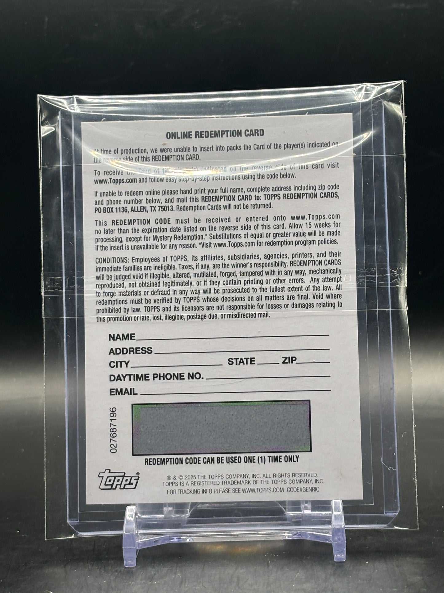 2025-26 Topps Chrome UCC Colin Brittain Linkin Park Final Perfomers Redemption Auto