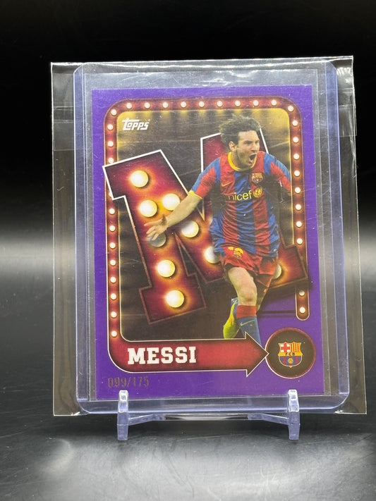 2025 Topps Tin Barcelona Lionel Messi Purple Delantera 99/175