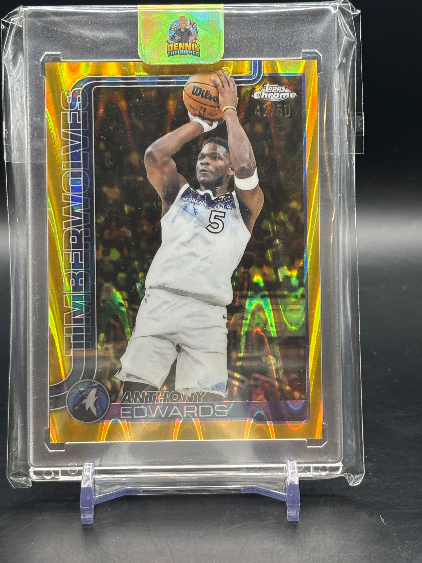 2025 Topps Chrome Anthony Edwards Gold Wave 42/50