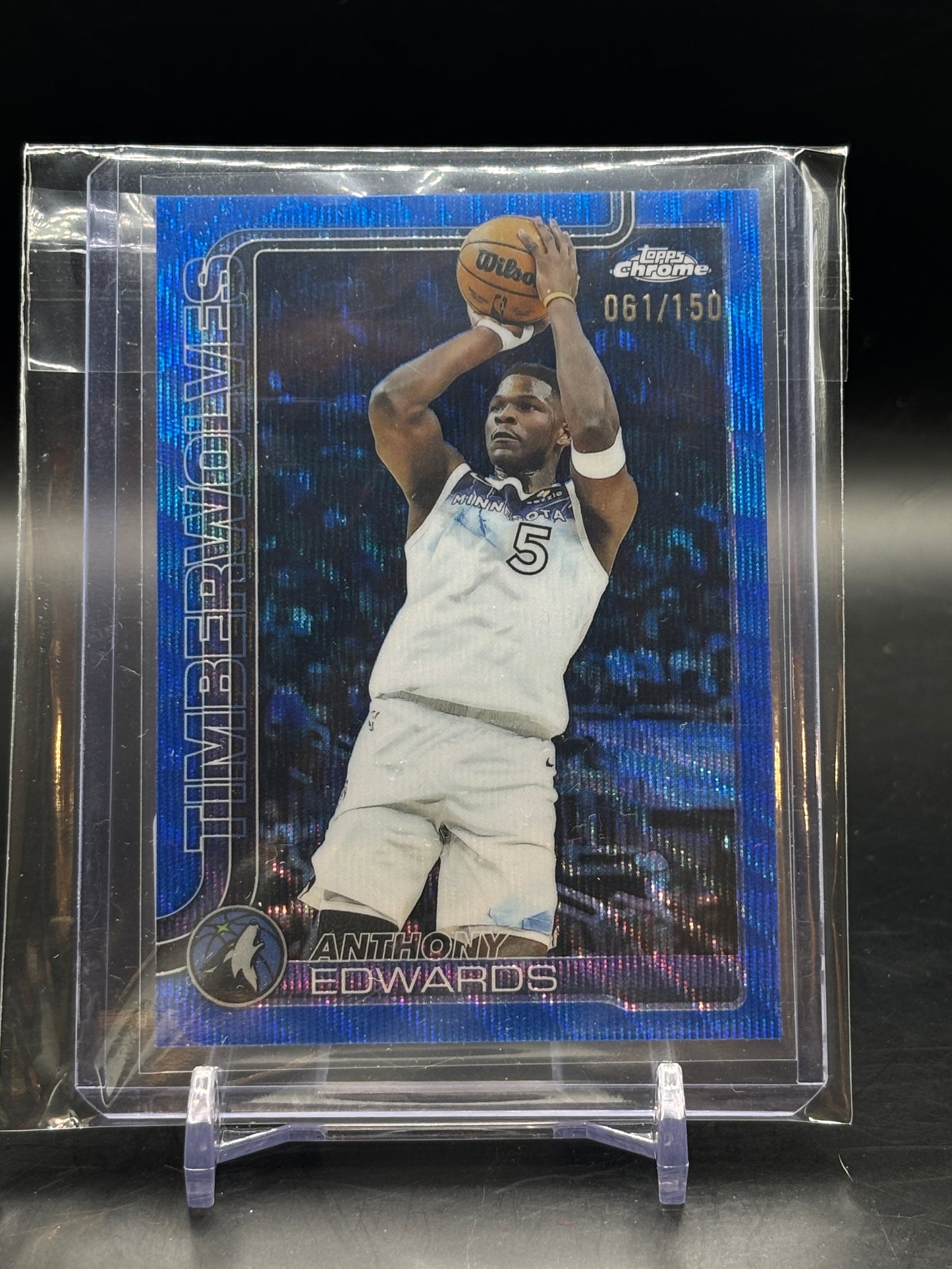 2025 Topps Chrome Anthony Edwards Blue Wave 061/150