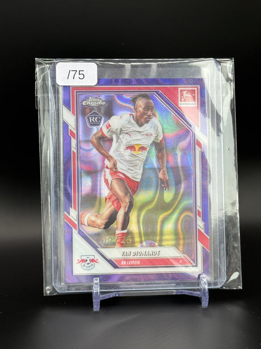 2025-26 Topps Chrome Bundesliga Yan Diomande RB Leipzig Lava Purple 09/75