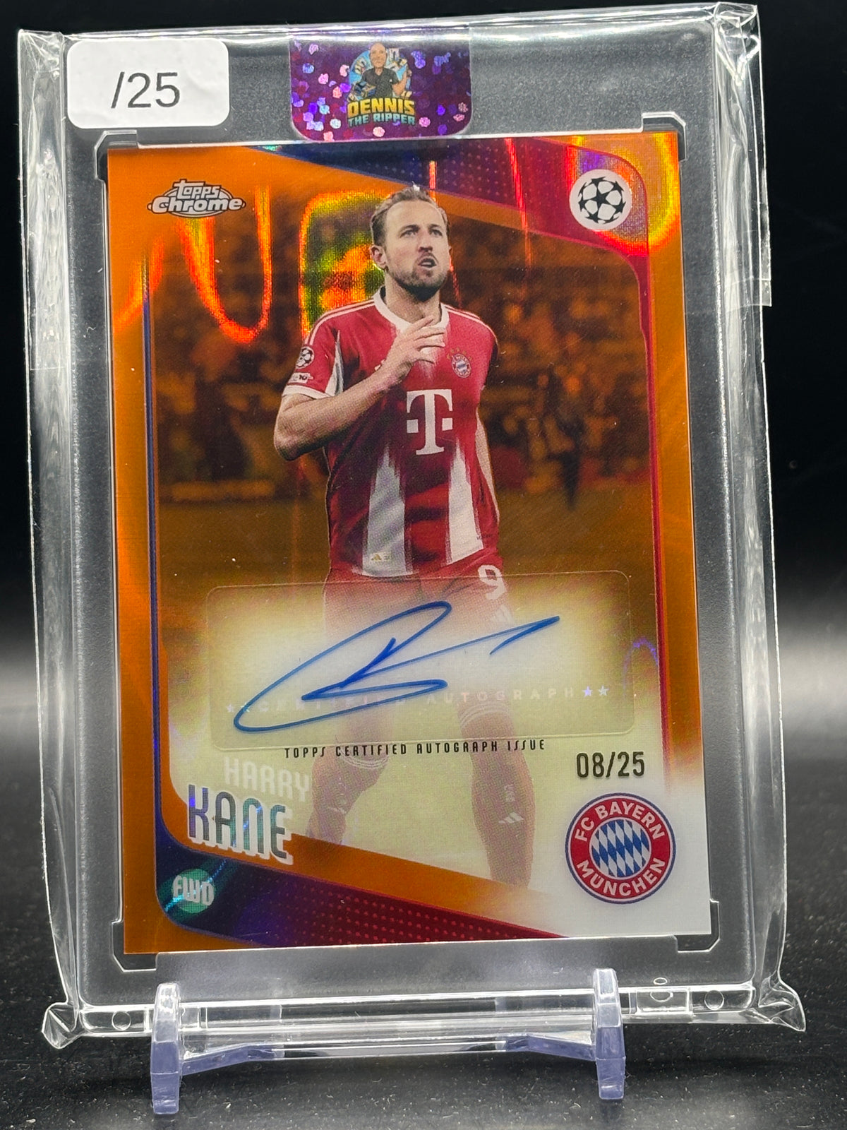 2025-26 Topps Chrome UCC Harry Kane FC Bayern München Orange Lava Auto 08/25
