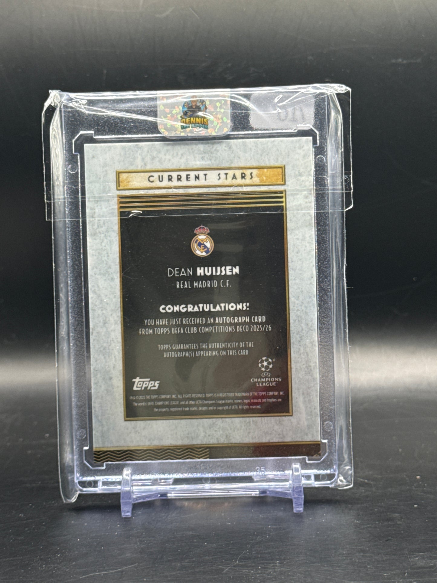 2025-26 Topps Deco UCC Dean Huijsen Real Madrid Black Auto 01/10