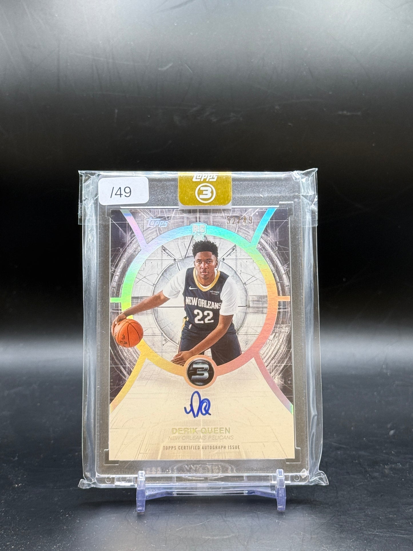 2025-26 Topps Three NBA Derik Queen New Orleans Pelicans Rookie Auto 32/49