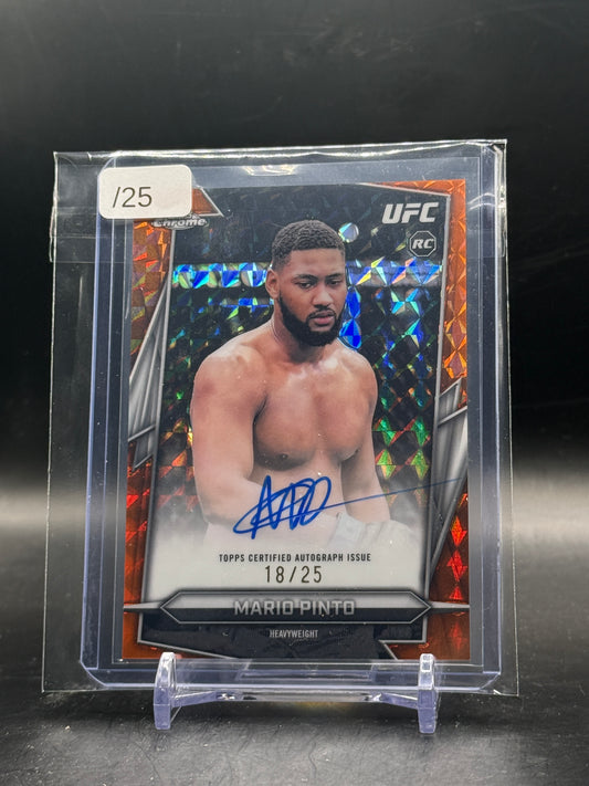 2026 Topps Chrome UFC Mario Pinto Orange Geometric Auto 18/25