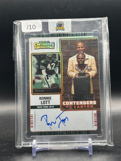 2022 Panini Contenders NFL Ronnie Lott New York Jets Gold Canton Auto 03/10