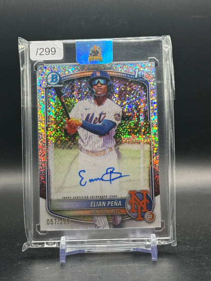 2025 Topps Bowman Chrome MLB Elian Pena New York Mets Mini Diamond Auto 057/299