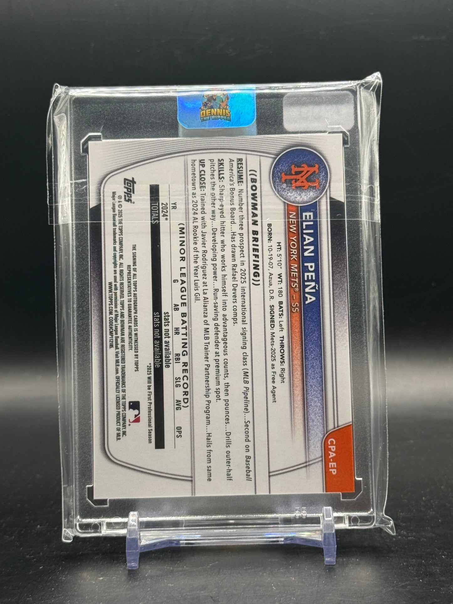 2025 Topps Bowman Chrome MLB Elian Pena New York Mets Mini Diamond Auto 057/299