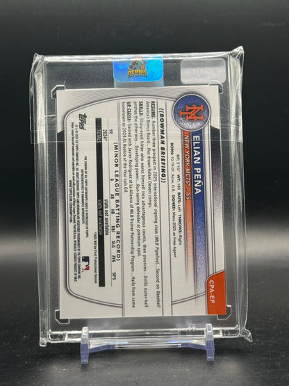 2025 Topps Bowman Chrome MLB Elian Pena New York Mets Mini Diamond Auto 057/299