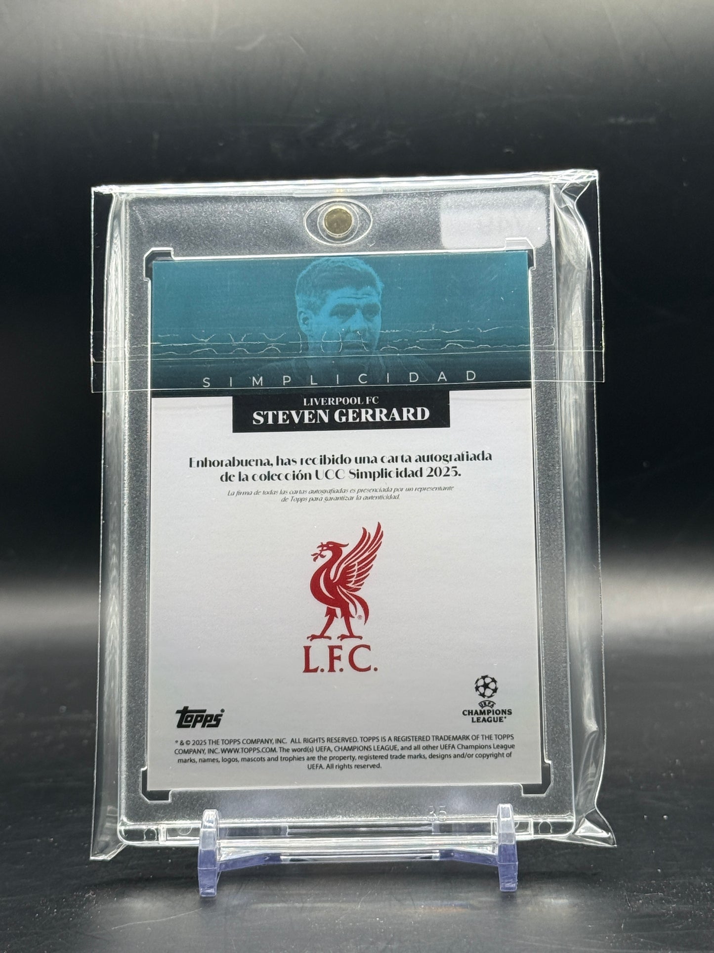 2025 Topps Simplicidad UCC Steven Gerrard Liverpool FC Auto 23/49