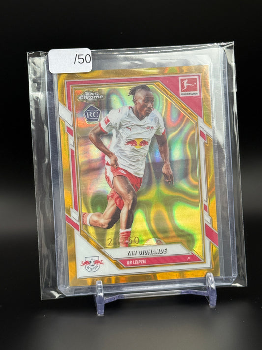 2025-26 Topps Chrome Bundesliga Yan Diomande RB Leipzig Gold Lava 21/50