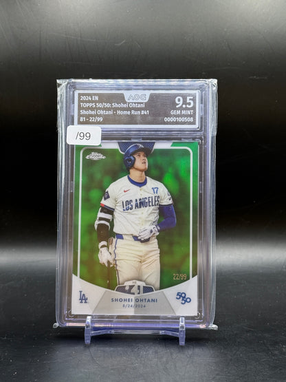 2024 Topps 50/50 Shohei Ohtani Los Angeles Dodgers HR #41 Green 22/99 AOG 9.5 0000100508