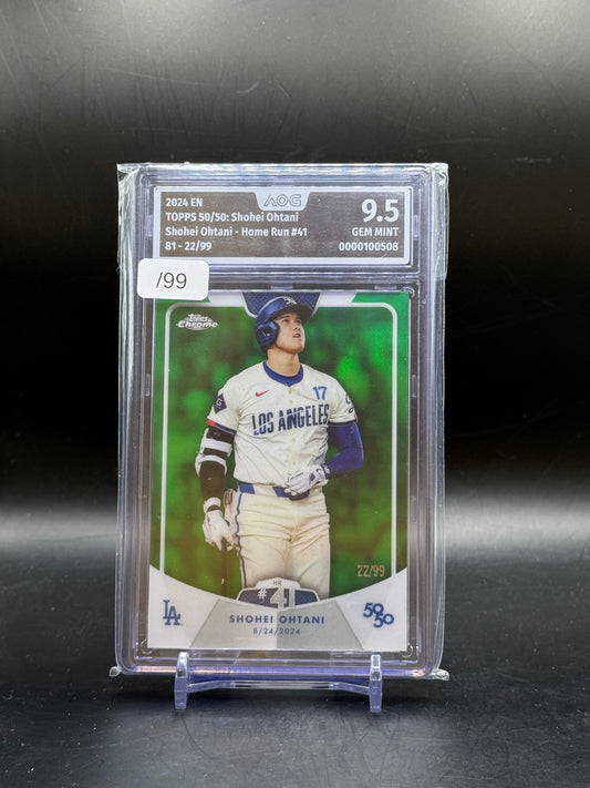 2024 Topps 50/50 Shohei Ohtani Los Angeles Dodgers HR #41 Green 22/99 AOG 9.5 0000100508