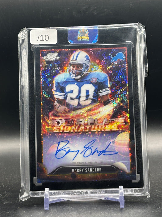 2025 Topps Cosmic Chrome NFL Barry Sanders Detroit Lions Black Eclipse Solar Flares Auto 07/10
