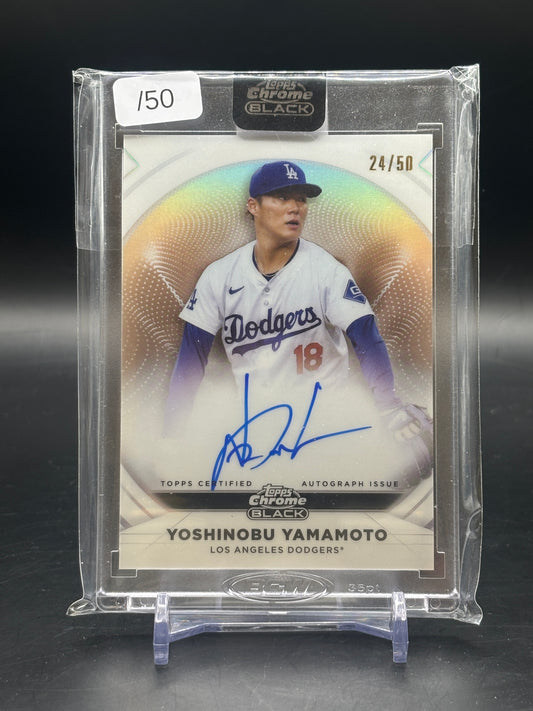 2025 Topps Chrome Black Yoshinobu Yamamoto Auto 24/50