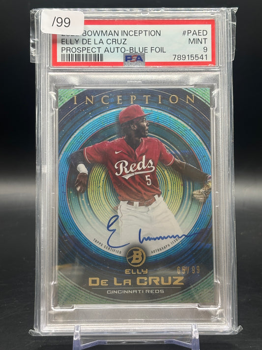 2022 Topps Bowman Inception Elly De La Cruz Blue Auto 65/99 PSA 9 78915541