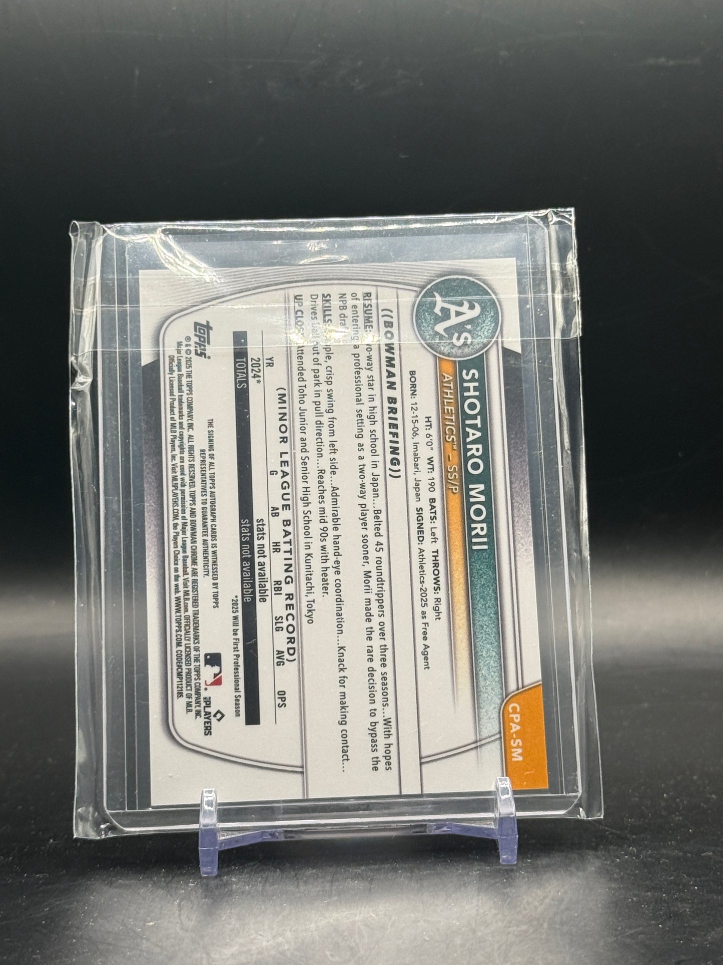2025 Topps Bowman Chrome MLB Shotaro Morii Athletics Auto