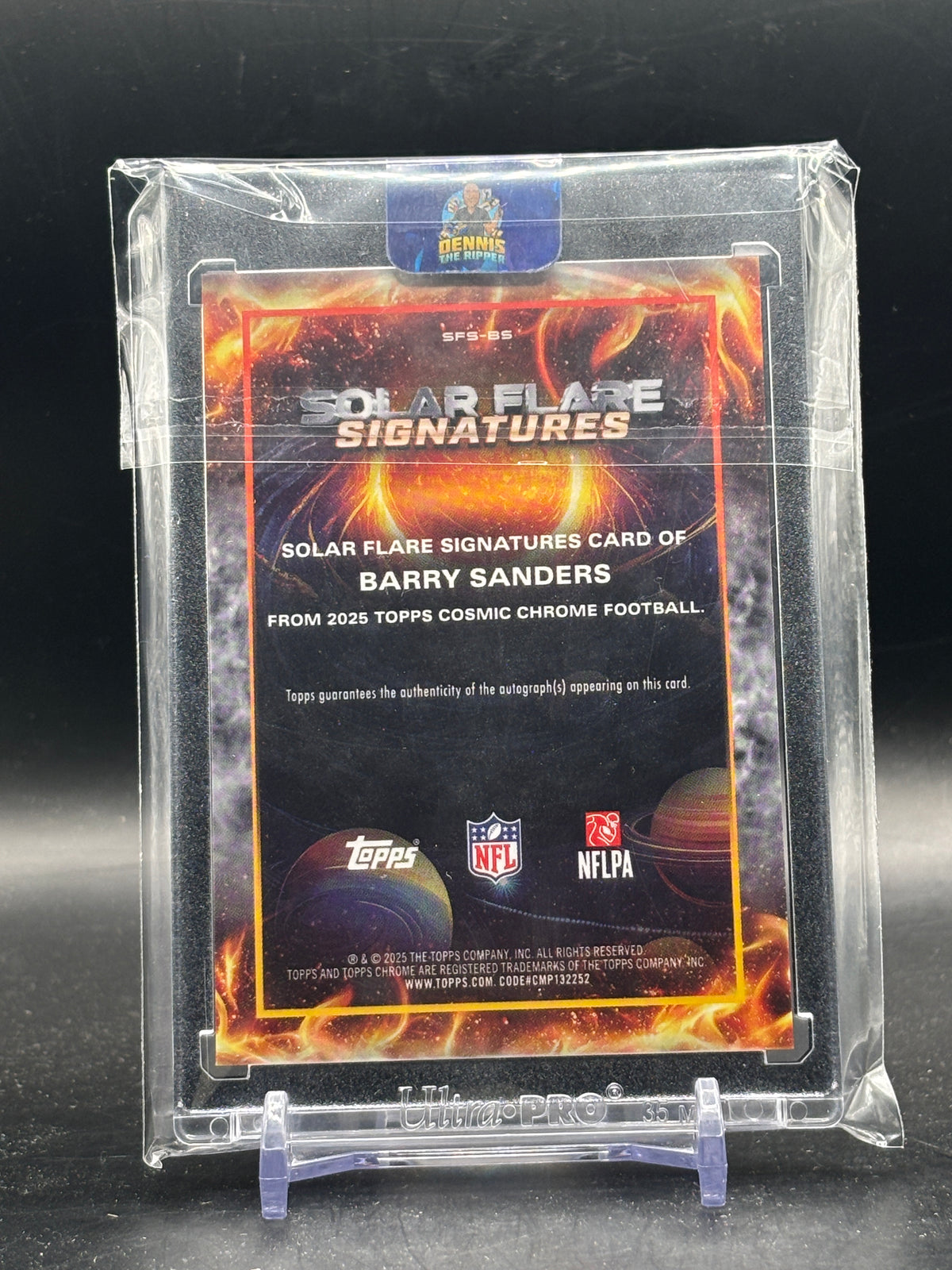 2025 Topps Cosmic Chrome NFL Barry Sanders Detroit Lions Black Eclipse Solar Flares Auto 07/10