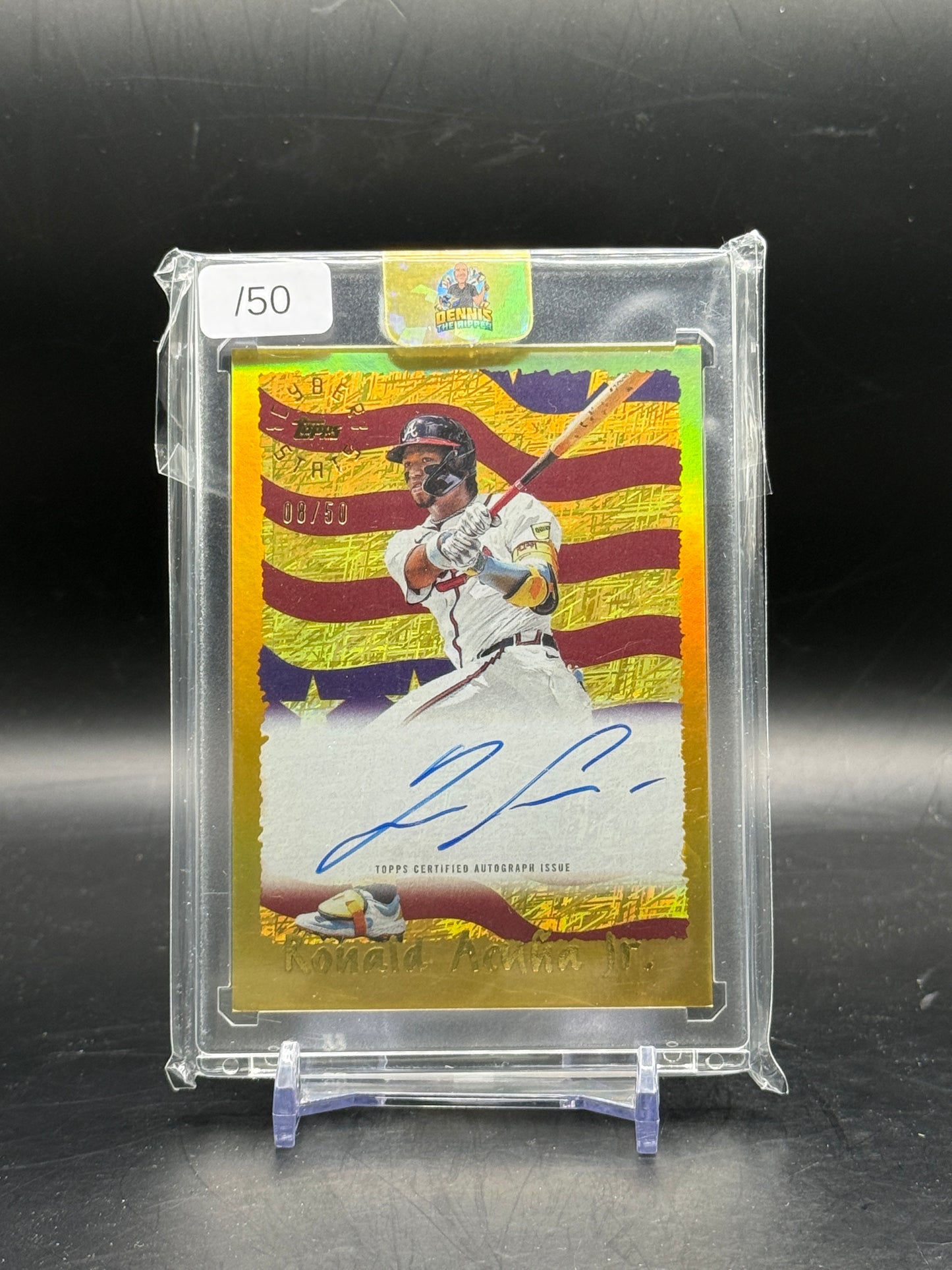 2025 Topps Archives MLB Ronald Acuna Jr. Atlanta Braves Gold Auto 08/50