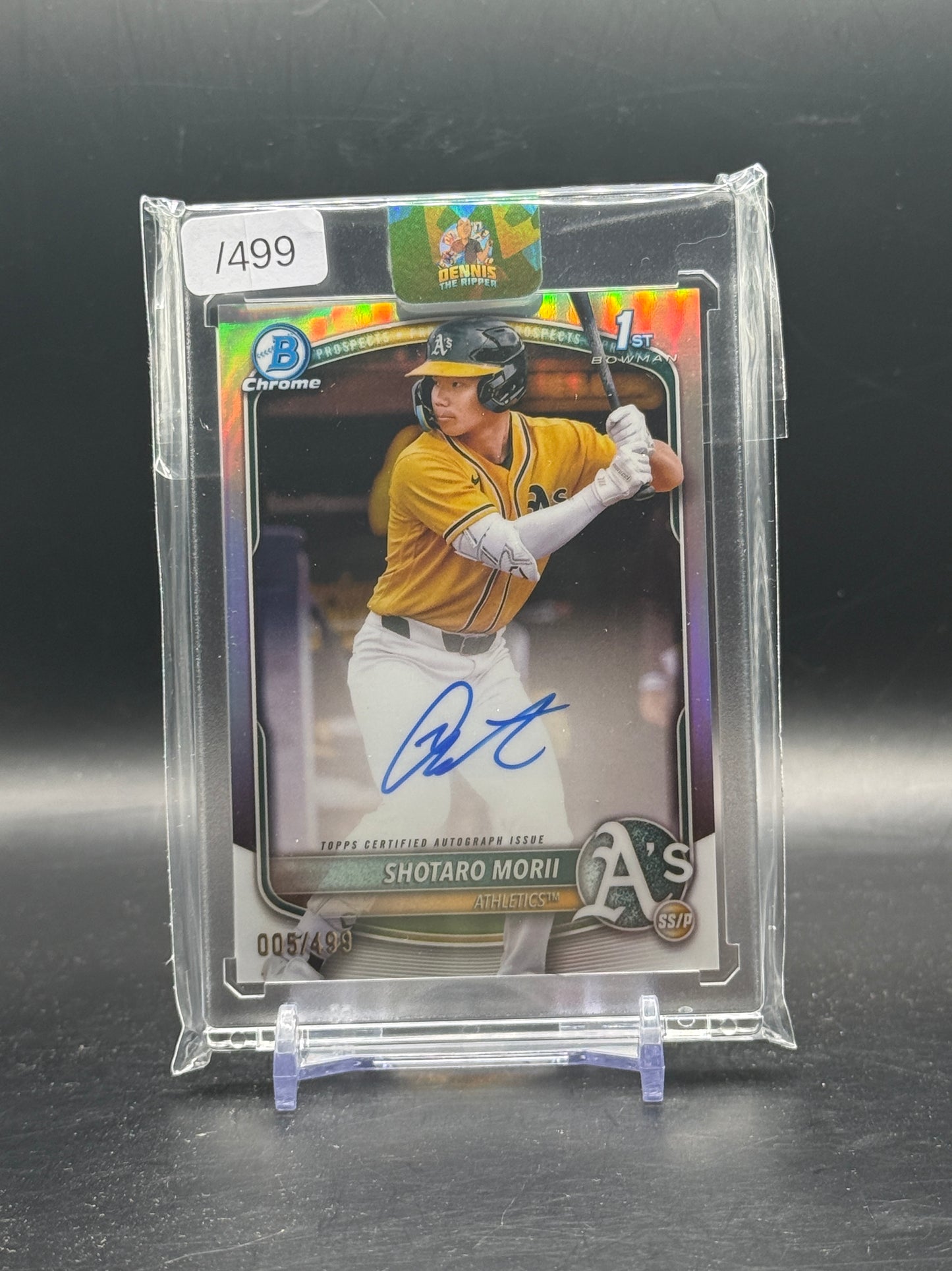 2025 Topps Bowman Chrome MLB Shotaro Morii Athletics Refractor Auto 005/499