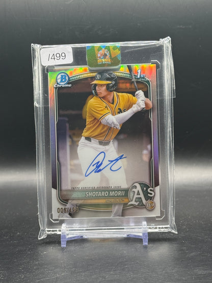 2025 Topps Bowman Chrome MLB Shotaro Morii Athletics Refractor Auto 005/499