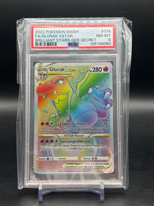 Pokemon Strahlende Sterne Glurak VSTAR Rainbow 174/172 PSA 8 105135060