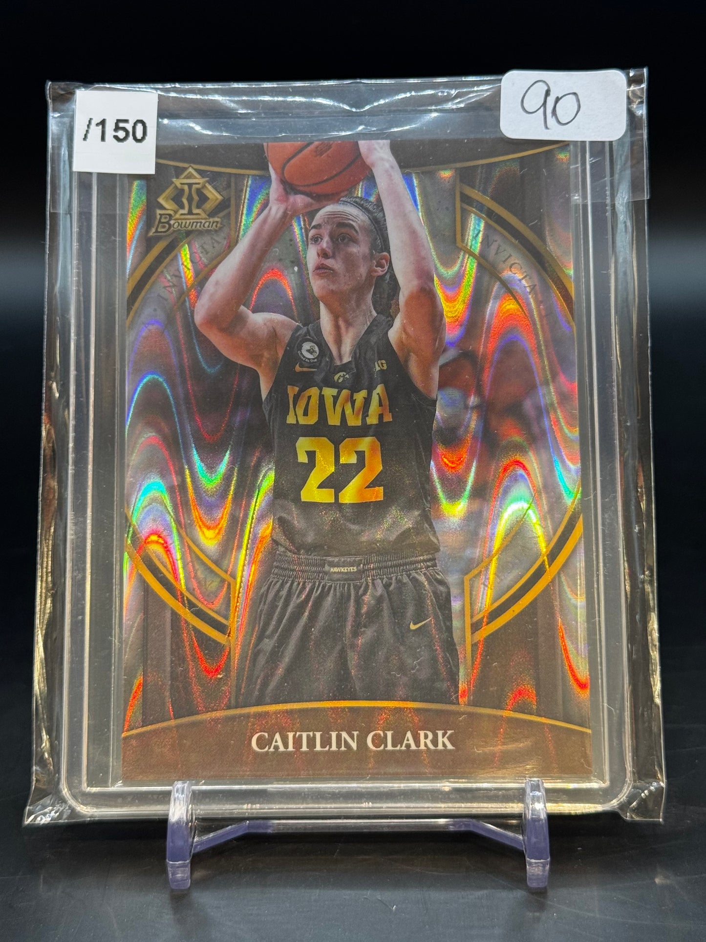 2022 Topps Bowman Invicta Caitlin Clark Lava Refractor 077/150 RC
