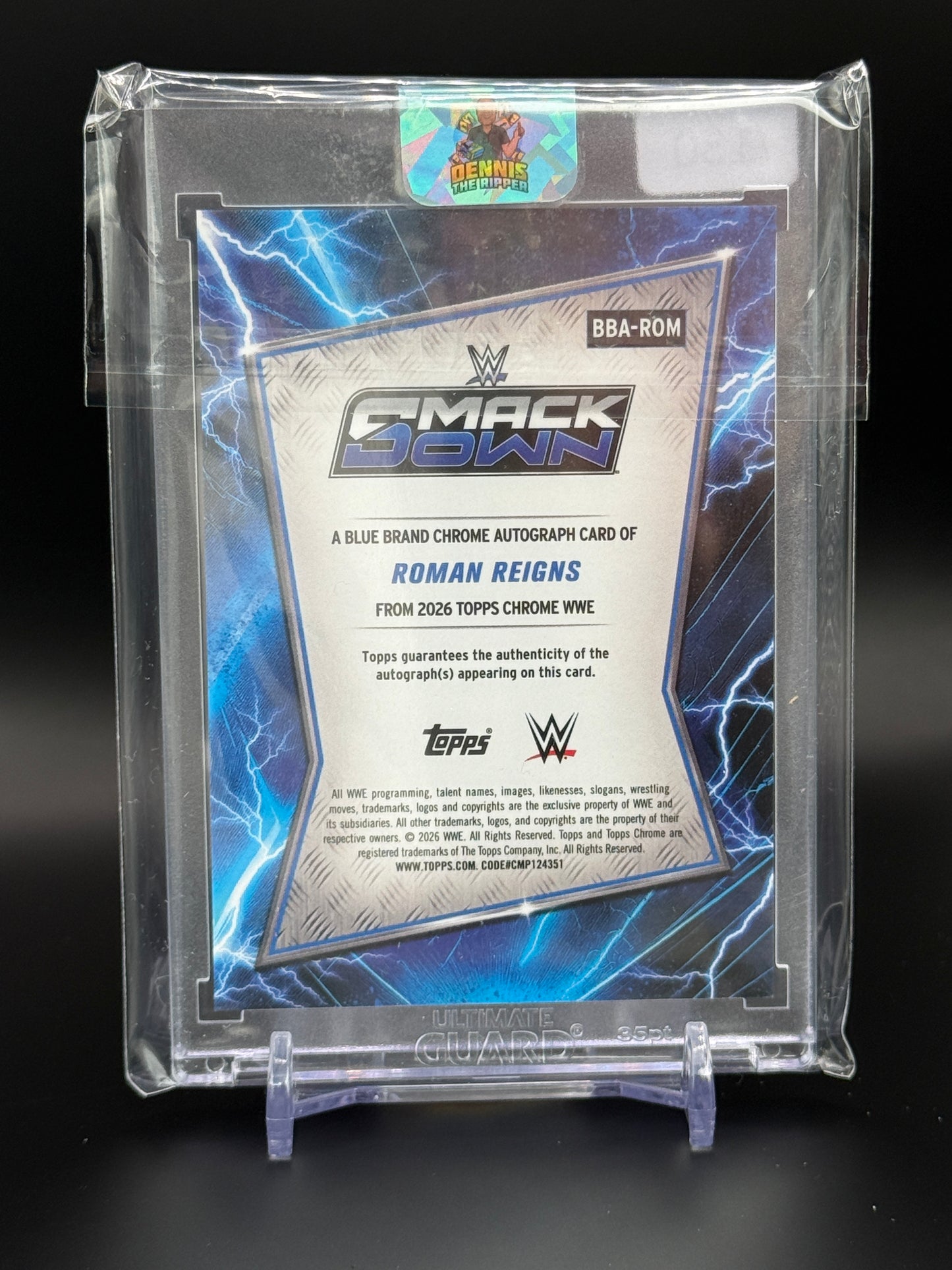 2026 Topps Chrome WWE Roman Reigns Blue Brand Auto 129/150