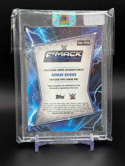 2026 Topps Chrome WWE Roman Reigns Blue Brand Auto 129/150
