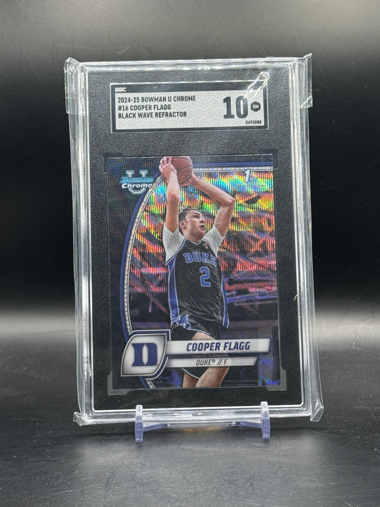 2024-25 Topps Bowman U Chrome Cooper Flagg Dalls Mavericks Black Wave SGC 10 0493088