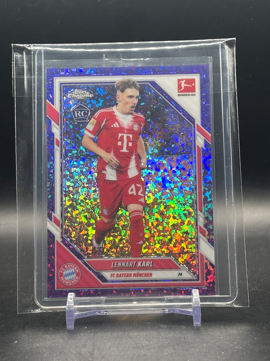 2025-26 Topps Chrome Bundesliga Lennart Karl Bayern München Purple Mini Diamond 49/75