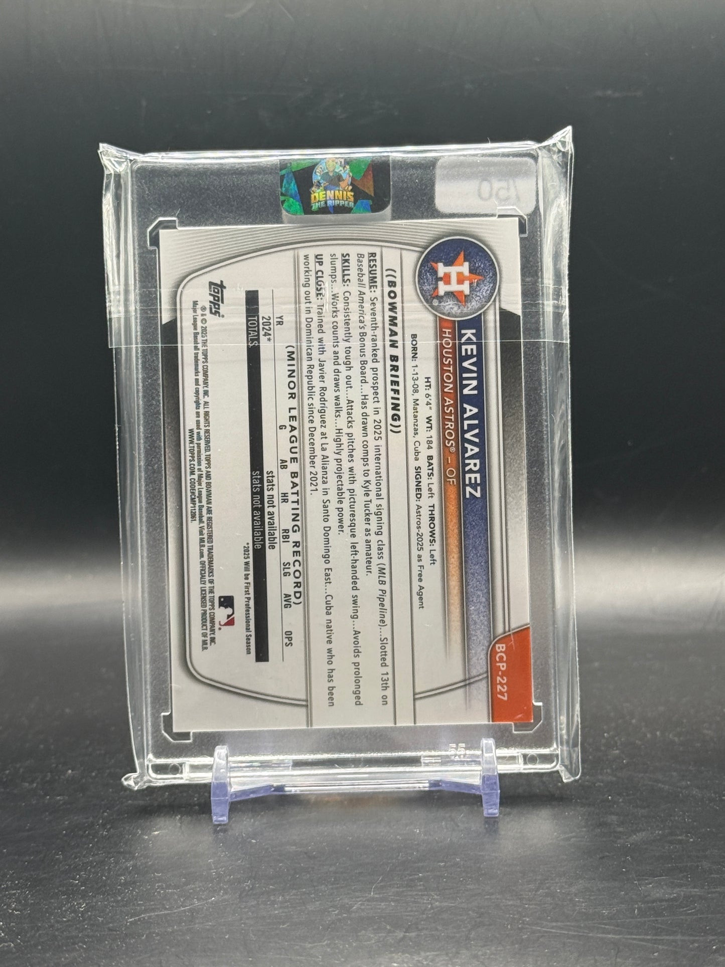 2025 Topps Bowman Chrome MLB Kevin Alvarez Houston Astros Gold 20/50