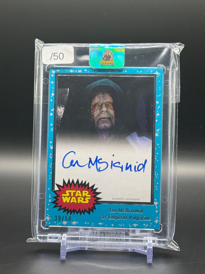 2024 Topps Star Wars Galactic Antiquities Ian McDiarmid Emperor Palpatine 1977 Series 1 Auto 39/50